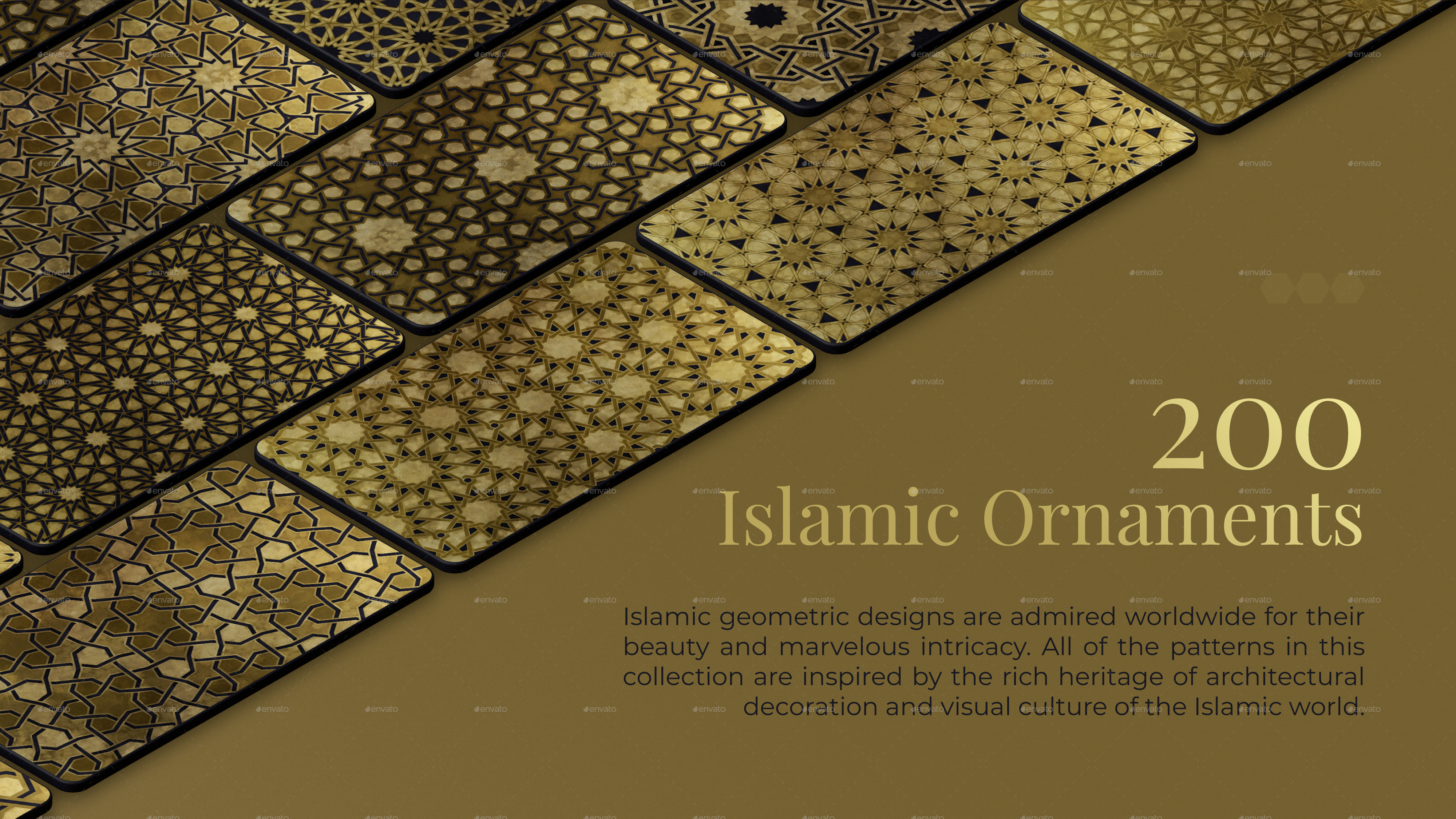 200 Islamic Ornaments - Geometric Backgrounds Collection by Samolevsky